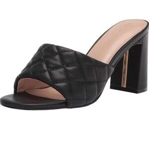 The Drop Women's Pattie High Block-Heeled Mule Sandal quilted black 8